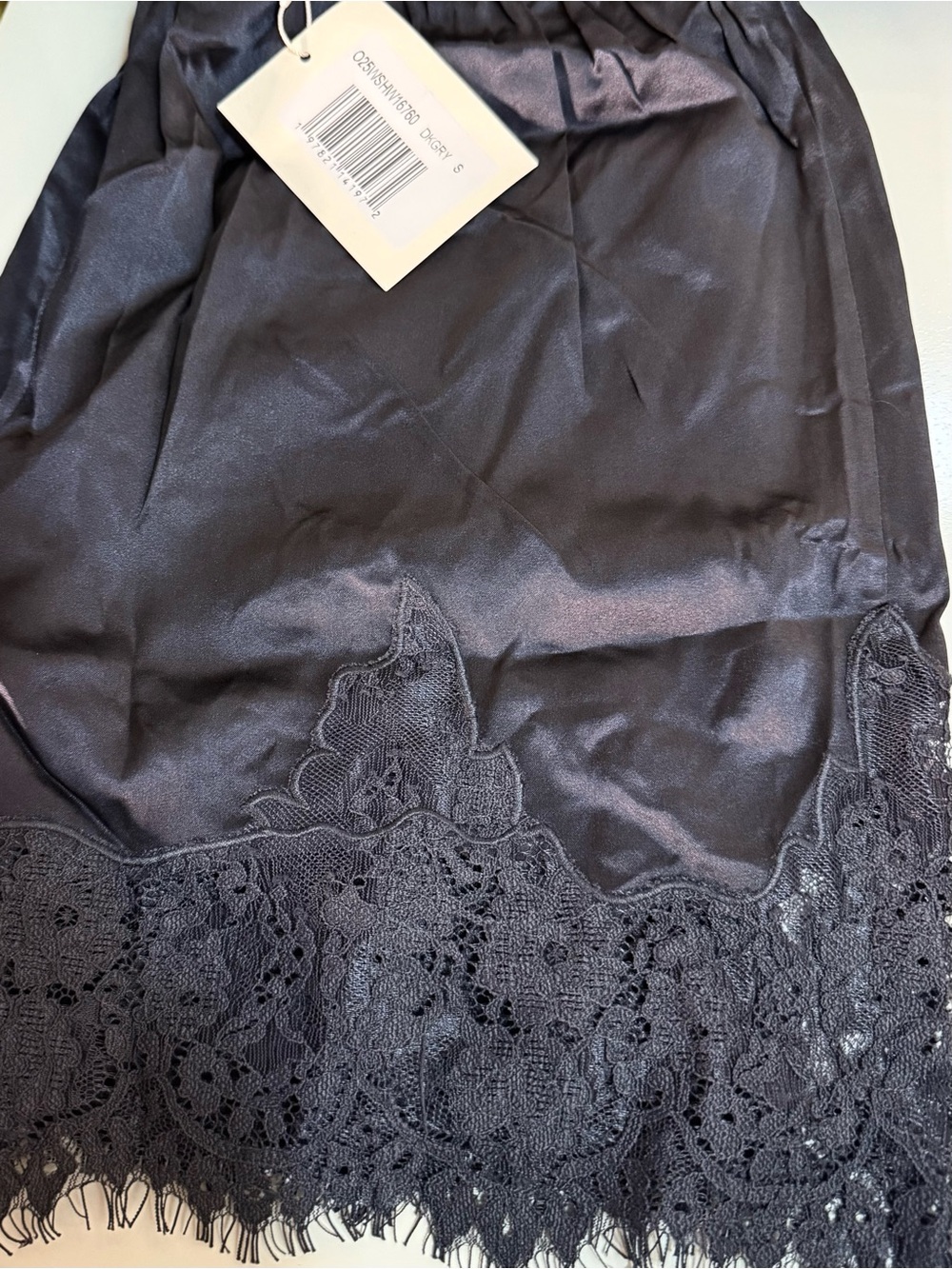 Sorella Few Moda Staud Rosa Silk Short Dark Grey Lace Trim Sleep Shorts NWT - Picture 8 of 9